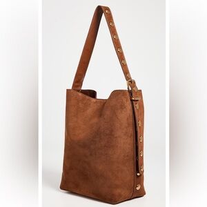 NEW Madewell Women's Stud Essentials Suede Bucket Tote Soft Mahogany Tan